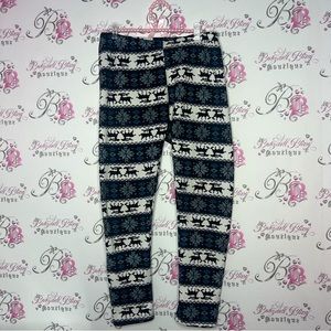 Just cozy leggings winter theme fleece inside thick warm pants holiday Aztec
